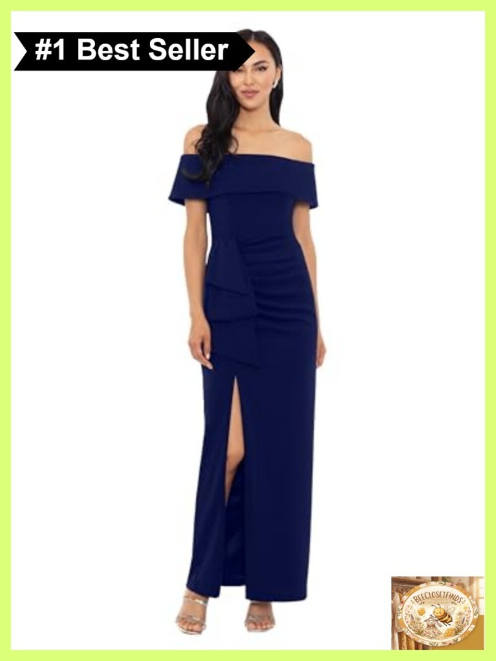 Off-the-Shoulder Scuba Crepe Sheath Gown Formal Wedding Guest Dress